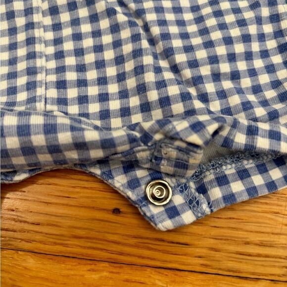 Le Top blue/white plaid soft embroidered overall shorts - Picture 5 of 5